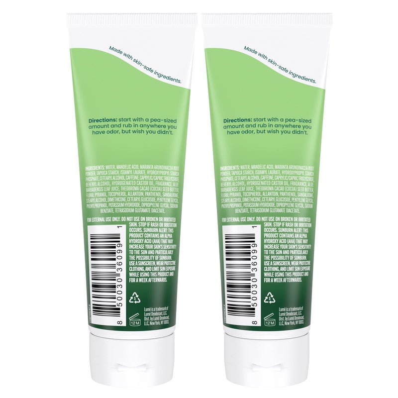 Lume Whole Body Deodorant - Invisible Cream Tube - 72 Hour Odor Control - Doctor Developed - Aluminum Free, Baking Soda Free and Skin Loving - 3.0 Ounce, (Pack of 2) (Fresh Alpine) - Image 2