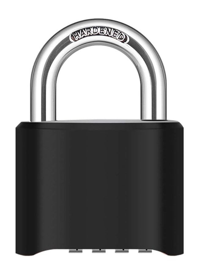 عربست قفل مركب متين مكون من 4 أرقام، قفل خارجي مقاوم للماء للبوابة والسياج وصندوق الأدوات والحقيبة وخزانة المشبك وخزانة الصالة الرياضية وخزانة الرياضة وخزانة المدرسة (أسود)  - Image 1