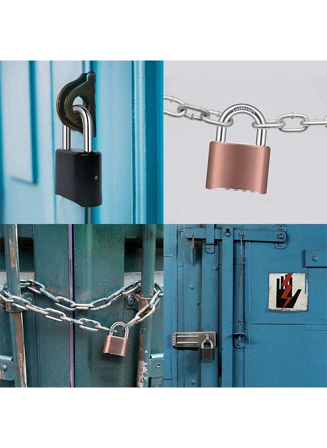 عربست قفل مركب متين مكون من 4 أرقام، قفل خارجي مقاوم للماء للبوابة والسياج وصندوق الأدوات والحقيبة وخزانة المشبك وخزانة الصالة الرياضية وخزانة الرياضة وخزانة المدرسة (أسود)  - Image 4