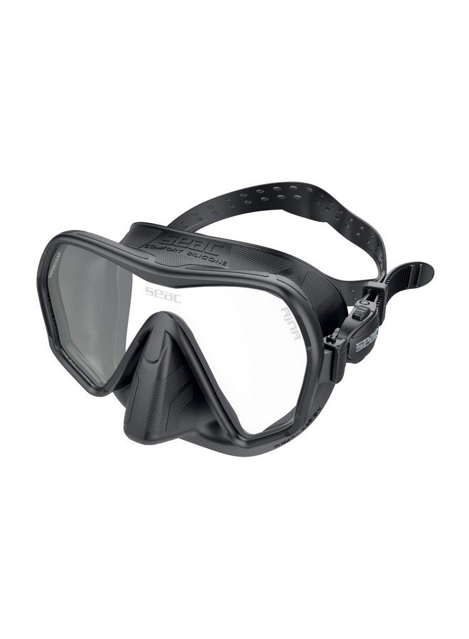 Seac أجنا، قناع غوص بدون إطار مع رؤية واسعة، حافة سيليكون 100%، أسود - Image 1