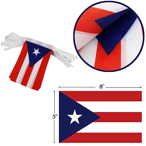 WJQMF Puerto Rico String Flag Pennant Banner - 38 Flags, 42 Feet Small Mini Puerto Rican Flags Bunting Banner for Country Decoration, School, Party, Sports Events - Image 4