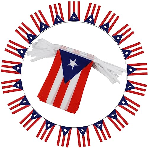 WJQMF Puerto Rico String Flag Pennant Banner - 38 Flags, 42 Feet Small Mini Puerto Rican Flags Bunting Banner for Country Decoration, School, Party, Sports Events - Image 2