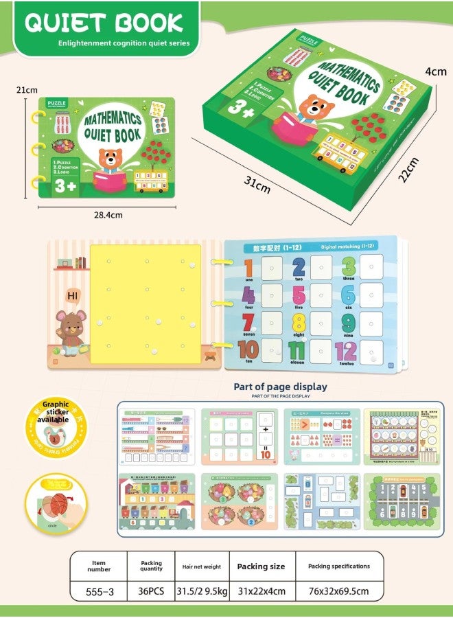 Children's Early Education Enlightenment Quiet Paste Book Toys Handmade Material Bag Educational Toys Baby Sticker Book-Specifications:Quiet Book Mathematics Cognition (753 Posters) P5-50B  - Image 3
