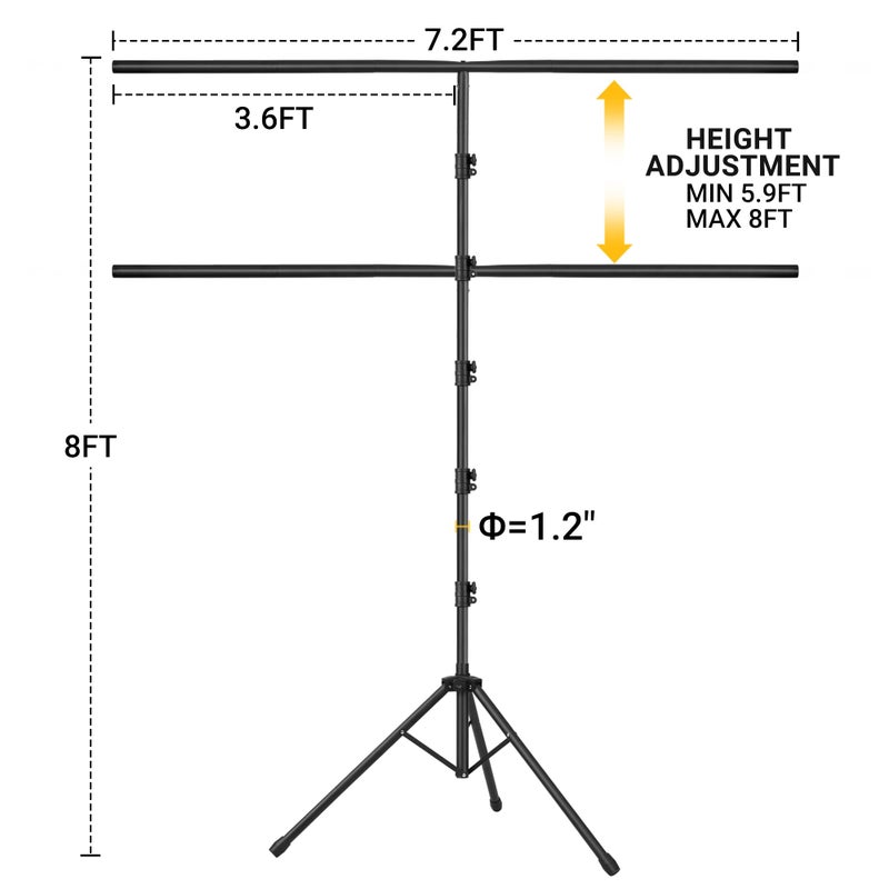 Surprizo Green Screen Backdrop with Stand, 8x7.2ft Portable Greenscreen Background with Stand, T-Shape Green Screen Stand kit with 6 Spring Clamps, Sandbag, Carry Bag for Zoom, Video - Image 2