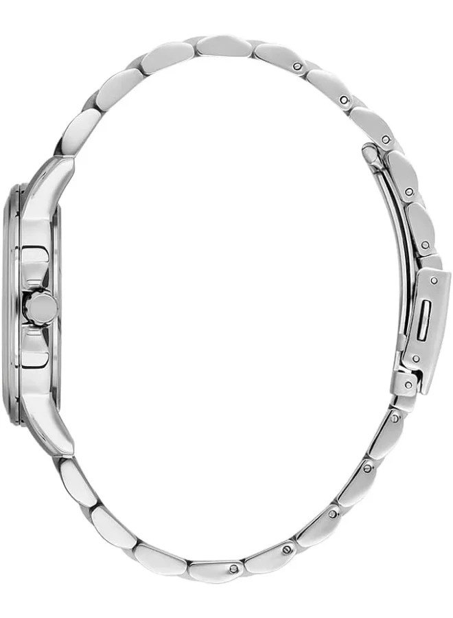 سلازنجر ساعة سلازينجر نسائية بحركة كوارتز، عرض متعدد الوظائف وسوار معدني فضي