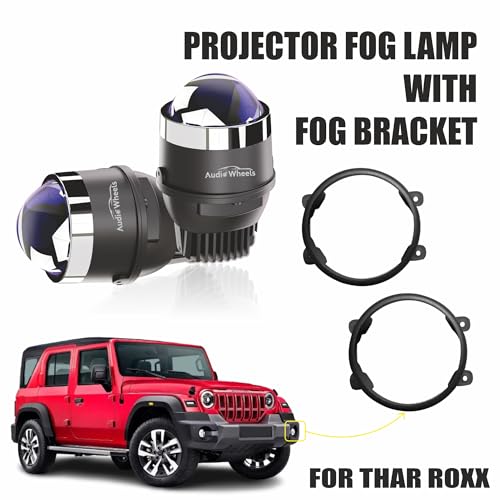 Audio Wheels 3" LED Projector Fog Lamp with Cover - 120W, Tri-Color (White/Warm/Yellow) | with Blue Tint Film | 12V/24V Fog Light for Car & Vehicle Modification | For Mahindra Thar Roxx - Image 2
