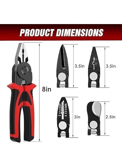 MVM Enterprise MVM Enterprise Wire Stripper and Cutter Pliers Tools For Electricians 5in1 Multifunctional Wire and Cable Stripping Cutting Winding Crimping Precision Stainless Stee Hand Tool 1 pcs  - Image 2