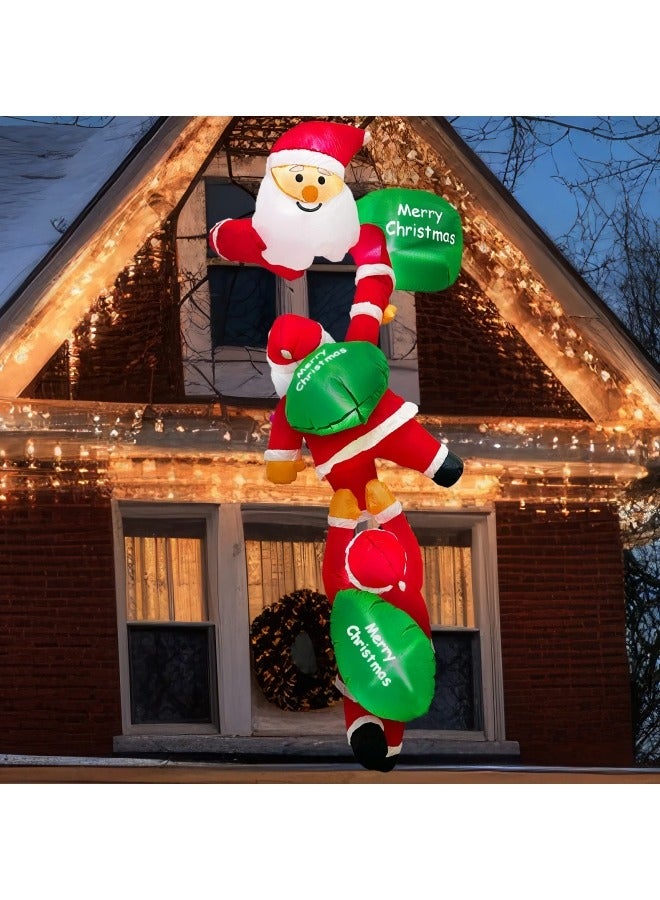 CCOVERY 8FT Christmas Inflatables Outdoor Decorations, Climbing Santas with Suction Cups, Christmas Blow Up Yard Decor with Build-in LEDs Funny Christmas Inflatable for Outside Home Windows Eaves - Image 1
