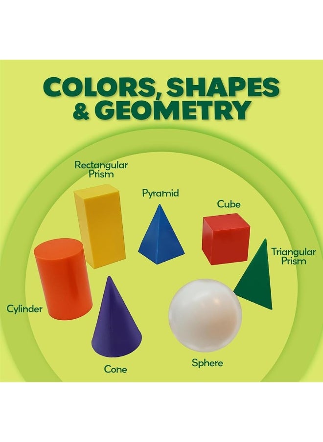 Skoolzy Jumbo 3D Shapes for Teaching 7 Pcs Set - 6 Pk | Geometric Shapes | 3D Shapes Manipulatives | Geometric Shapes for Classroom Age 3+