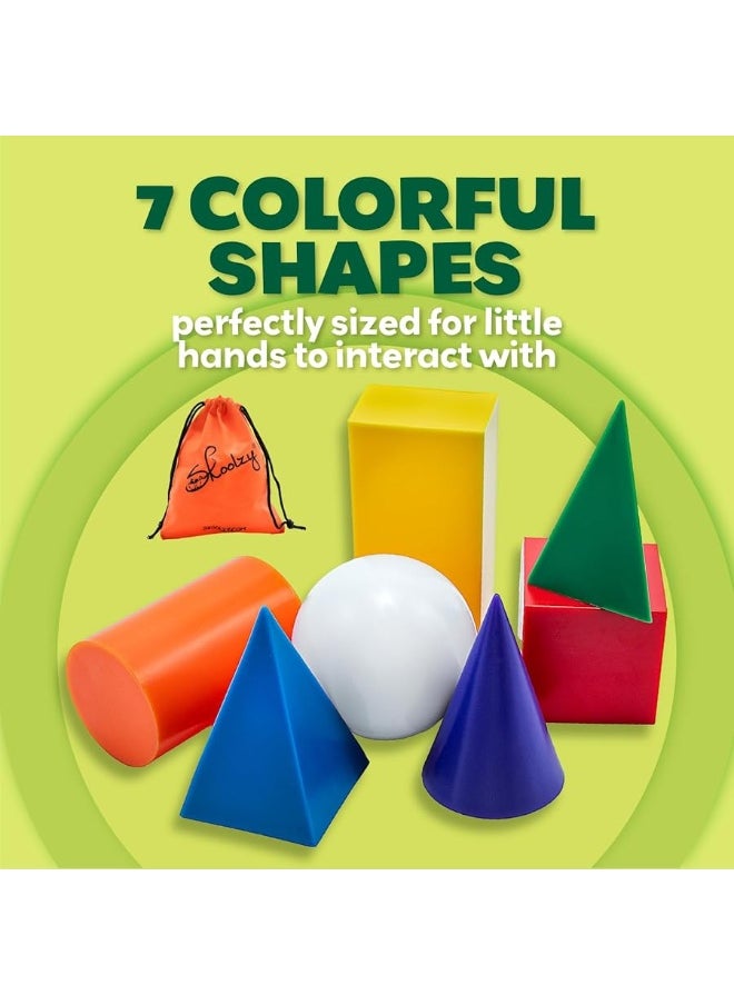 Skoolzy Jumbo 3D Shapes for Teaching 7 Pcs Set - 6 Pk | Geometric Shapes | 3D Shapes Manipulatives | Geometric Shapes for Classroom Age 3+