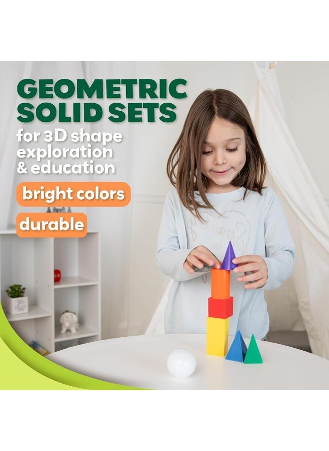 Skoolzy Jumbo 3D Shapes for Teaching 7 Pcs Set - 6 Pk | Geometric Shapes | 3D Shapes Manipulatives | Geometric Shapes for Classroom Age 3+