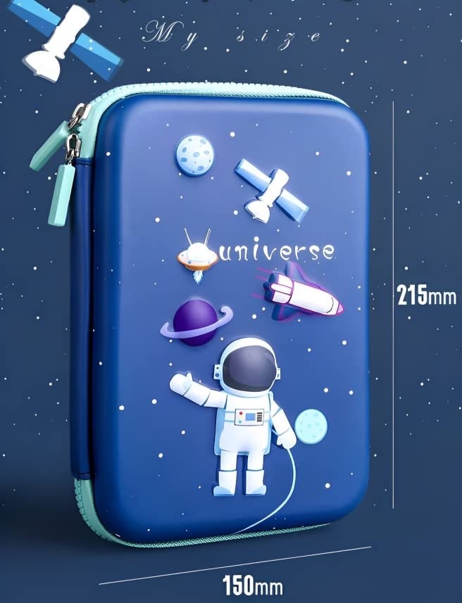 LONGMIRE Big Size Eva 3D Cover Large Capacity Space Astronaut Pencil Case Compartments, School Pouch Premium Stylish Pen Holder (Big Size Astronaut Pencil Case, Ethylene Vinyl Acetate (EVA) Blue) - Image 4