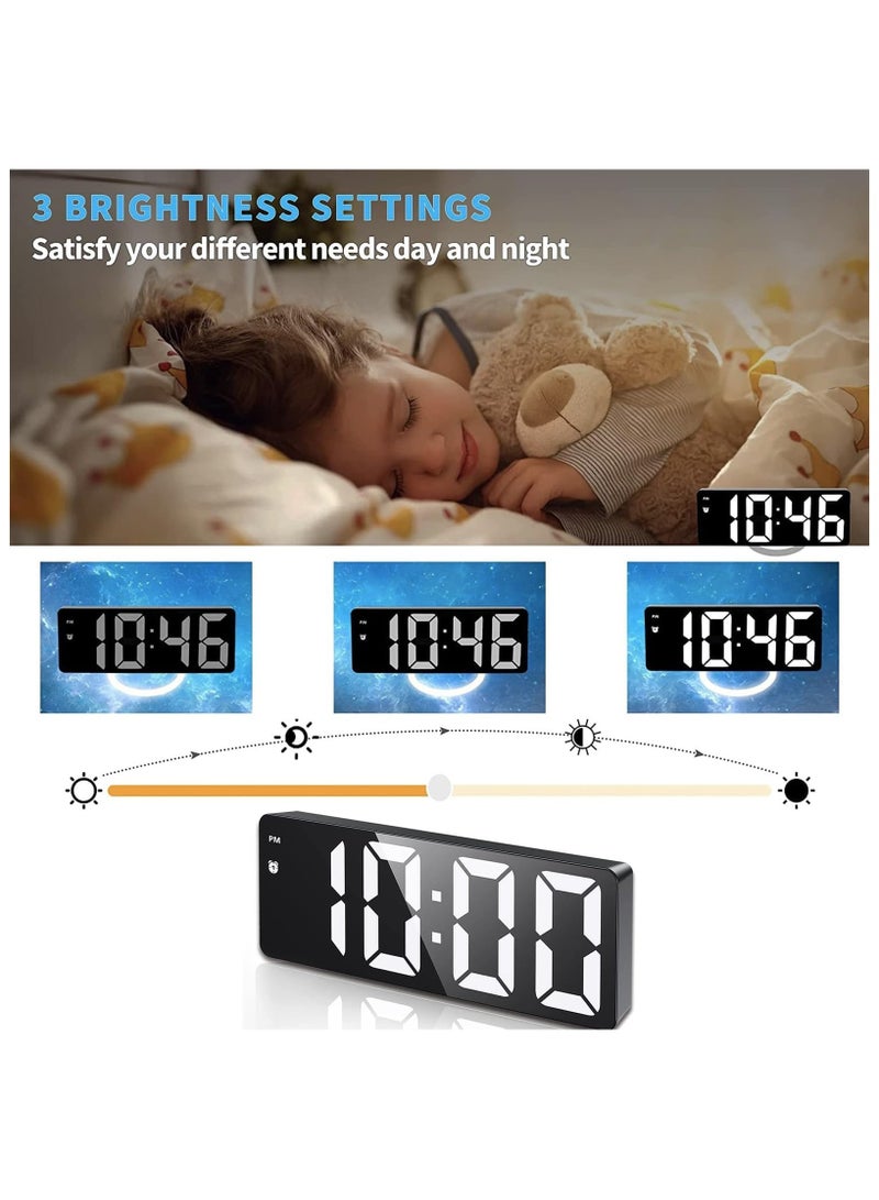 سوكاني ساعة منبه رقمية، ساعة منبه رقمية لغرفة النوم ذات سطوع قابل للتعديل، ساعة منبه LED مع شاشة عرض درجة الحرارة، ساعة سطح مكتب إلكترونية للتحكم الصوتي لغرفة النوم وغرفة المعيشة - Image 2