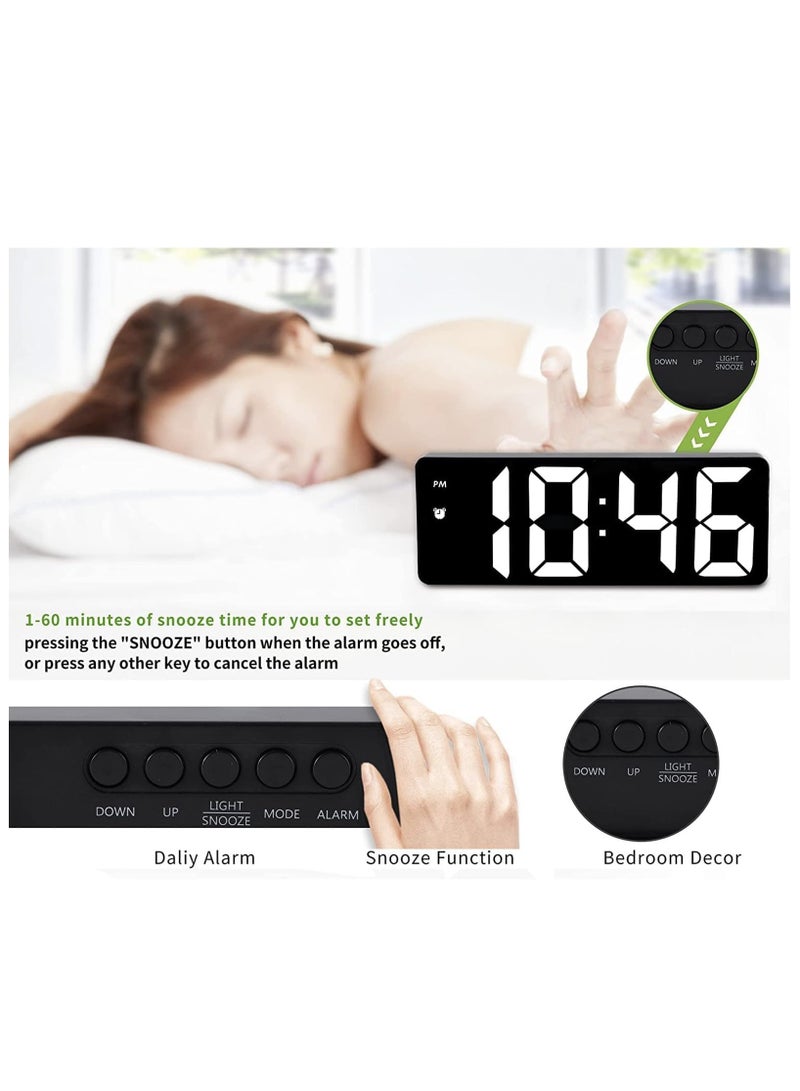سوكاني ساعة منبه رقمية، ساعة منبه رقمية لغرفة النوم ذات سطوع قابل للتعديل، ساعة منبه LED مع شاشة عرض درجة الحرارة، ساعة سطح مكتب إلكترونية للتحكم الصوتي لغرفة النوم وغرفة المعيشة - Image 3