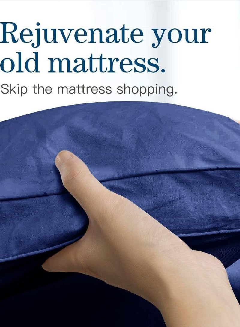 COMFY COTTON SOFT FIBER FILLED MATTRESS TOPPER BLUE 200 X 200 CM - Image 2
