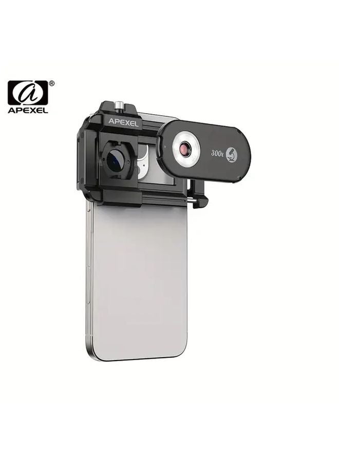 بلاك أبيكسل 300X عدسة ميكروسكوب للهاتف مع ضوء LED وفلتر CPL - Image 2