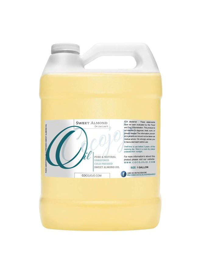 Dr Joe Lab Sweet Almond Oil 128 oz 100% Pure Natural Cold Pressed Unrefined Extra Virgin 1 Gallon - Therapeutic Grade A for Hair Skin Body Nail and Beard Carrier Oil for Essential Oils - Image 1