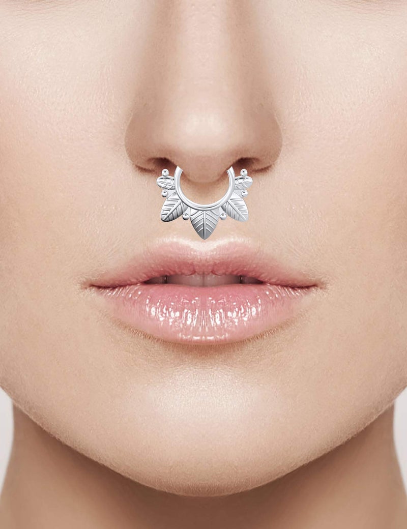 SCERRING Fake Septum Nose Hoop Rings Clear CZ Faux Non Pierced Clicker Hanger Nose Septum Ring Clip On Body Piercing Jewelry 20PCS Silver - Image 2