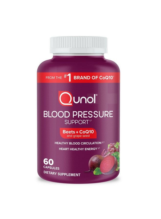 Qunol Blood Pressure Support, 3 in 1 Beets + CoQ10 + Grape Seed Extract, Beet Root Capsules That Supports Healthy Blood Circulation & Heart Healthy Energy, 60 Count (Pack of 1) - Image 1