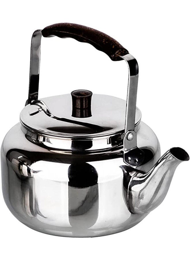 Bister - Tea Kettle With Wooden Backlite Handle (1 Liter) | Wide Mouth With Anti-Leakage Cap Travel Mug | Silver - Image 1