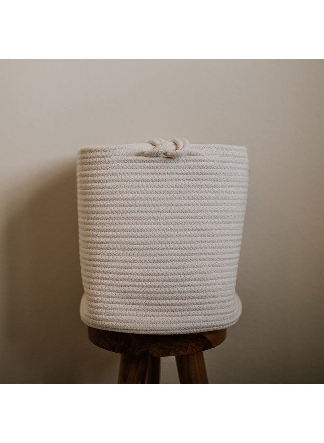 Parker Baby Co. Parker Baby Rope Storage Cubes - 11 Inch Nursery Cubby Organizer, Closet Organizer, Toy Bin - White  - Image 3