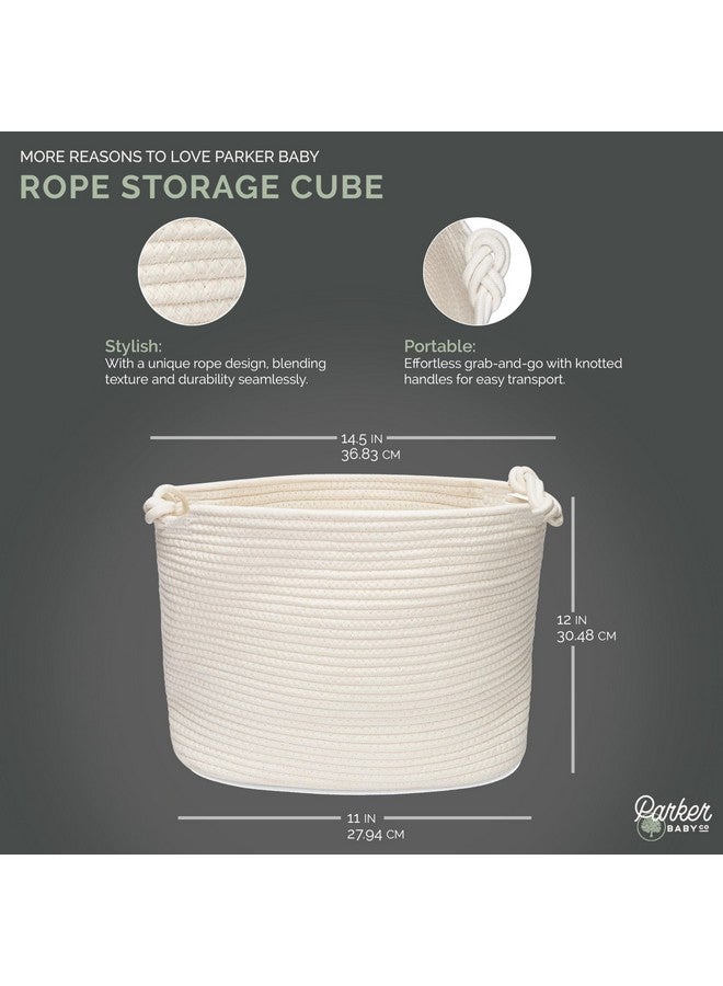 Parker Baby Co. Parker Baby Rope Storage Cubes - 11 Inch Nursery Cubby Organizer, Closet Organizer, Toy Bin - White  - Image 2