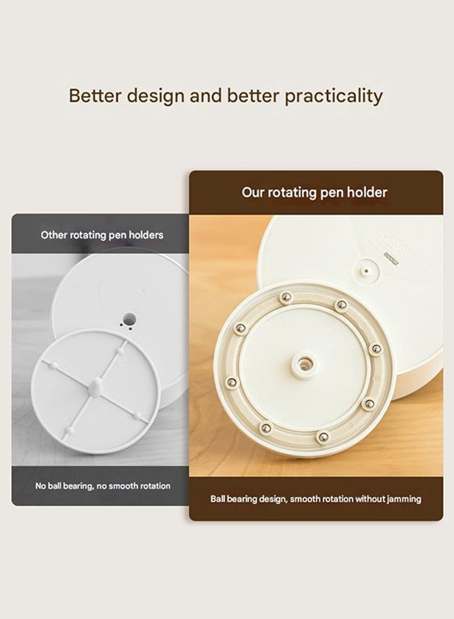 Sweet Life Desk Pencil Pen Holder, 3 Slots 360-Degree Spinning Organizers, Desktop Storage Stationery Supplies, Cute Cup Pot for Office, School, Art Supply, Kids - White - Image 2