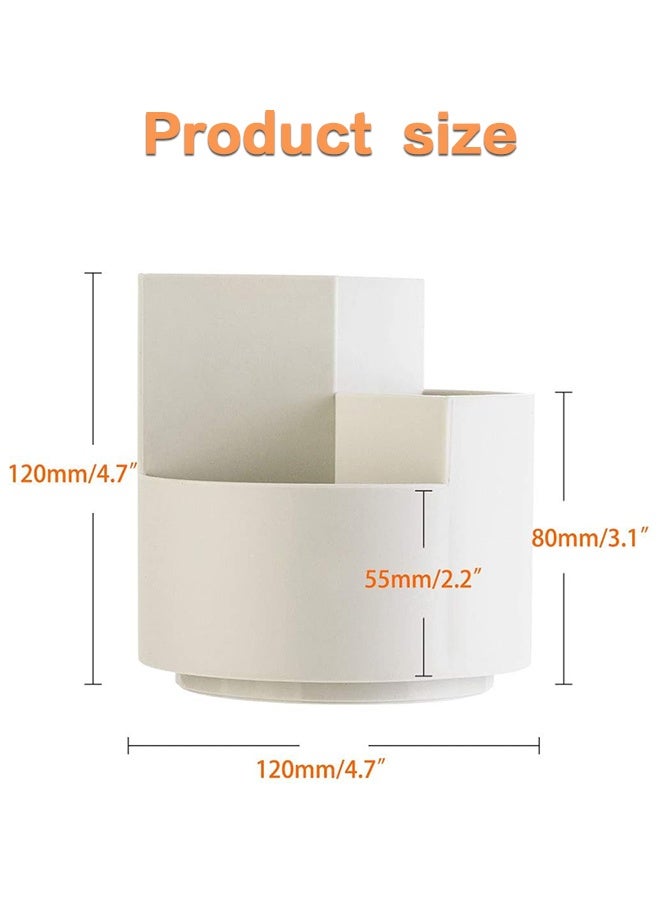 Sweet Life Desk Pencil Pen Holder, 3 Slots 360-Degree Spinning Organizers, Desktop Storage Stationery Supplies, Cute Cup Pot for Office, School, Art Supply, Kids - White - Image 5
