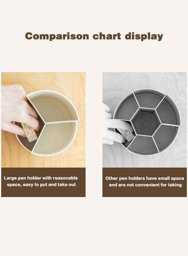 Sweet Life Desk Pencil Pen Holder, 3 Slots 360-Degree Spinning Organizers, Desktop Storage Stationery Supplies, Cute Cup Pot for Office, School, Art Supply, Kids - White - Image 4