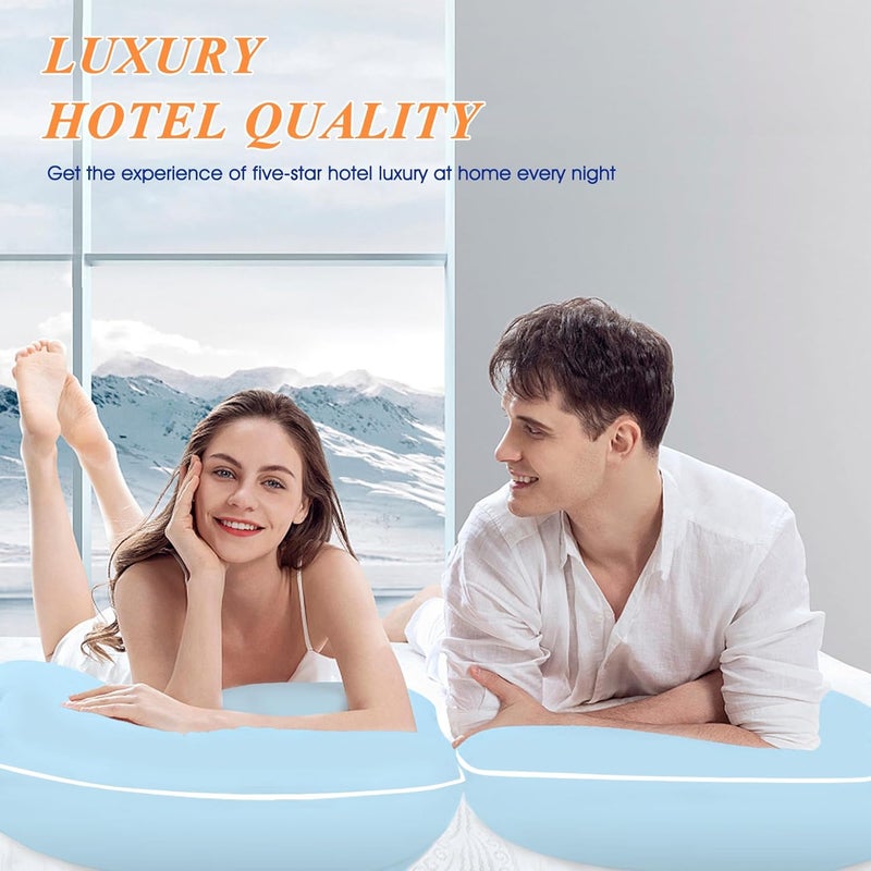 MZOIMZO Bed Pillows for Sleeping- Soft Density, Queen Size Set of 2, Cooling Hotel Quality with Premium Soft Down Alternative Fill for Back, Stomach or Side Sleepers, 45×70CM, Blue - Image 5