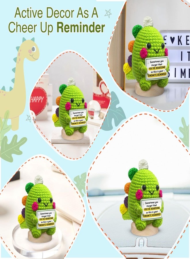 Gossby Positive Dino Shape 1 Crochet with Emotional Message - Christmas, Graduation, Birthday Gift - Handmade Crochet Animal Decor (Sometimes You Forget That You're ROARSOME) - Image 5