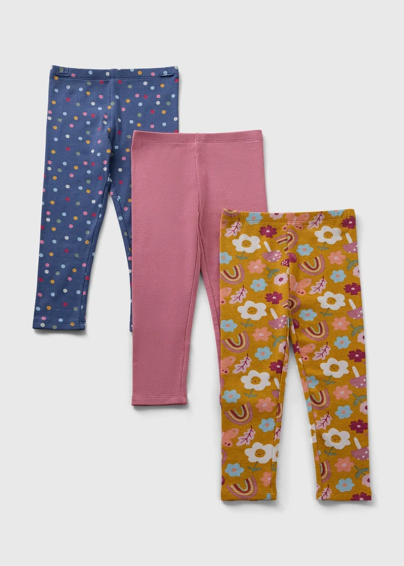 ماتلان 3 Pack Girls Mustard Floral Leggings