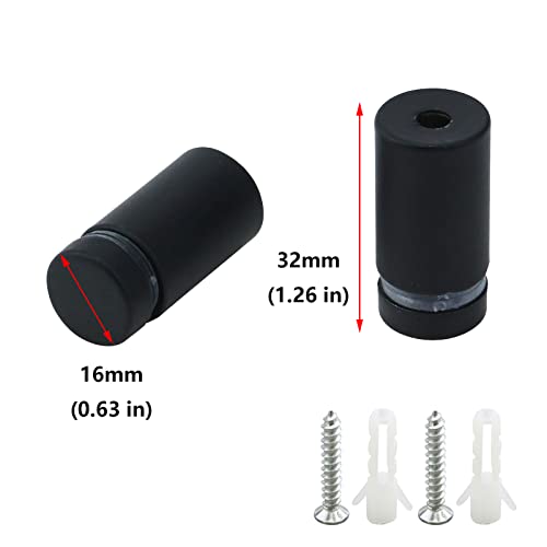 Antrader 12-Pack Sign Standoff Hardware Glass Standoff Nail Wall Mount Standoff Holder Advertise Fixing Screw, 5/8" x 1-1/5", Matte Black - Image 5