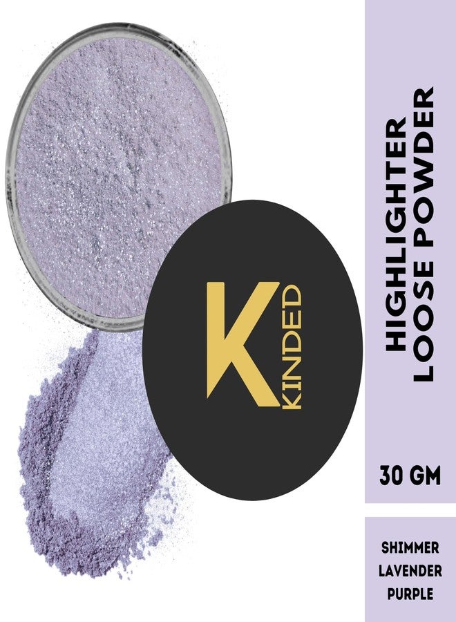 KINDED Highlighter Loose Powder for Face Makeup with Puff High Definition Ultra Fine Pro Translucent Pearl Glitter Shine Setting Finishing Powder Oily Dry All Skin (30 gm, Shimmer Lavender Purple) - Image 2