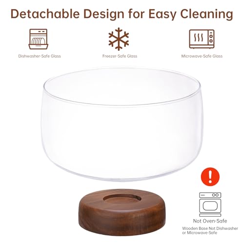 NiHome 123oz Large Glass Trifle Bowl with Elegant Acacia Wood Stand, Versatile Serving Dish for Cakes, Salads, Desserts, Stylish Display for Parties, Weddings, Special Occasions, Durable Easy to Clean - Image 2