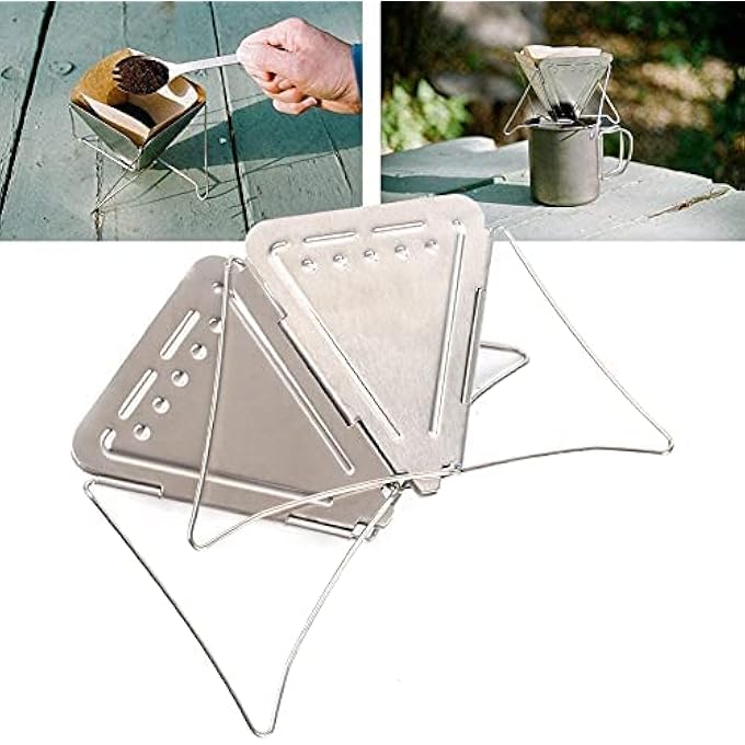 MAKINGTEC Collapsible Pour Over Coffee Dripper Filter Holder Folding Stainless Steel Reusable Coffee Cone Filter Portable Compact For Office Home Travel Picnic Camping Inverted Pyramid Style - Image 4
