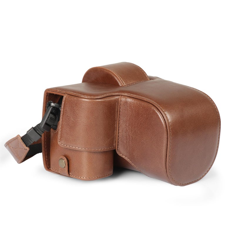 MegaGear Genuine Leather Camera Case for Fujifilm XS20 1855mm Stylish and Protective Digital Photography Bag Brown - Image 2