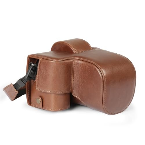 MegaGear Genuine Leather Camera Case for Fujifilm XS20 1855mm Stylish and Protective Digital Photography Bag Brown - Image 1