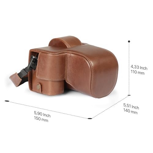 MegaGear Genuine Leather Camera Case for Fujifilm XS20 1855mm Stylish and Protective Digital Photography Bag Brown - Image 3