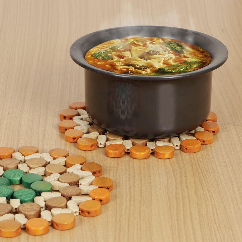 MOXWARE Eco-Friendly Bamboo Trivets for Hot Dishes, Hot Pad, Place Mat, Pan Pot Holder Heat Insulation Pad, Wooden Coasters Thick & Absorbent, Non Slippery, Heat Resistant (16 x 16 cm) Pack of (4) - Image 3