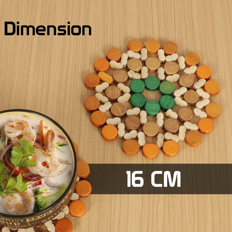MOXWARE Eco-Friendly Bamboo Trivets for Hot Dishes, Hot Pad, Place Mat, Pan Pot Holder Heat Insulation Pad, Wooden Coasters Thick & Absorbent, Non Slippery, Heat Resistant (16 x 16 cm) Pack of (4) - Image 2