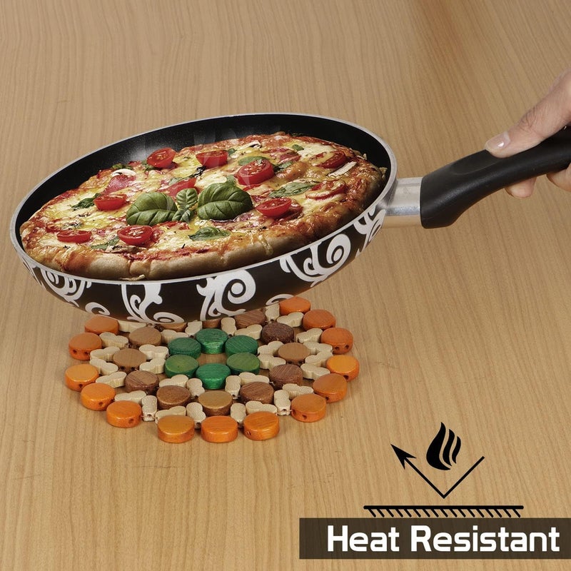 MOXWARE Eco-Friendly Bamboo Trivets for Hot Dishes, Hot Pad, Place Mat, Pan Pot Holder Heat Insulation Pad, Wooden Coasters Thick & Absorbent, Non Slippery, Heat Resistant (16 x 16 cm) Pack of (4) - Image 4