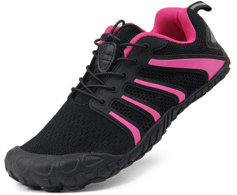 Oranginer Women Comfortable Barefoot Zero Drop Minimalist Gym Shoes Wide Toe Box 5 Finger Shoe Outdoor Sport Hiking Trekking Toes Sneaker for Lady Black Rose Size 5.5 - Image 1