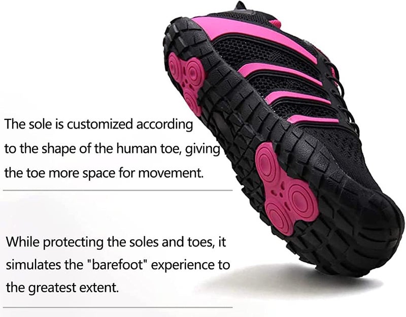 Oranginer Women Comfortable Barefoot Zero Drop Minimalist Gym Shoes Wide Toe Box 5 Finger Shoe Outdoor Sport Hiking Trekking Toes Sneaker for Lady Black Rose Size 5.5 - Image 4