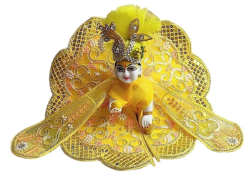 Partish Laddu Gopal Dress Size 4 l Ladoo Gopal Dress l Kanha Ji Dress Size 0 1 2 3 4 5 6 (Yellow, Size 4) - Image 2