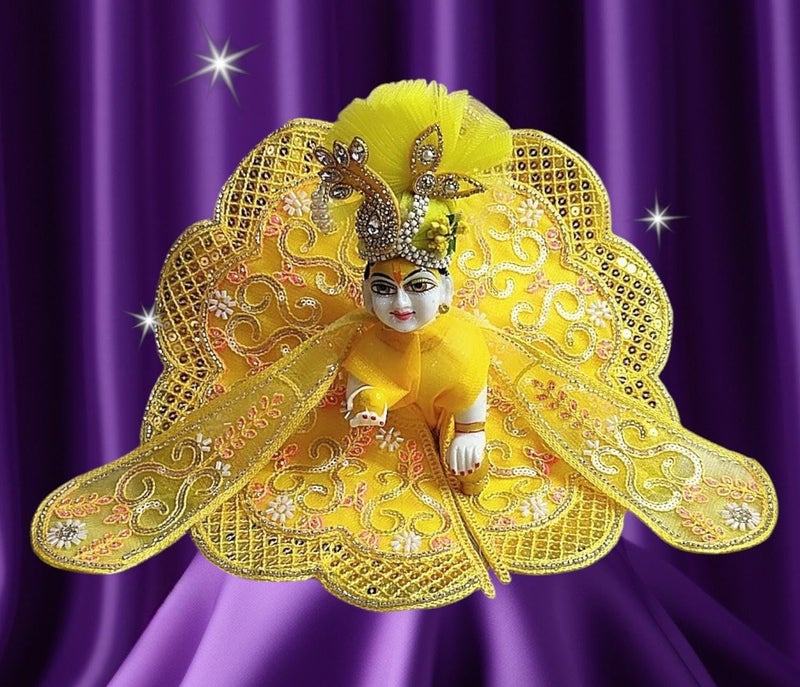 Partish Laddu Gopal Dress Size 4 l Ladoo Gopal Dress l Kanha Ji Dress Size 0 1 2 3 4 5 6 (Yellow, Size 4) - Image 1