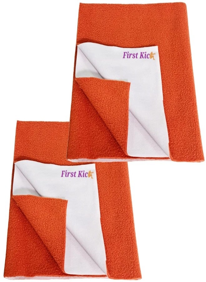 First Kick Waterproof Baby Bed Protector/Mattress Cotton Dry Sheet (100cm X 70cm) for Born Baby/Kids- (Rust) - Medium - Pack of 2 - Image 1