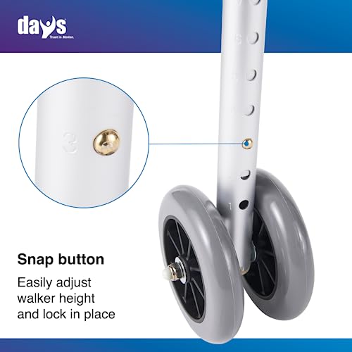 Days 44379 Double 5 Wide Wheels and Glide Cap for Bariatric Adjustable Walker Rollator Wheels for Elderly and Handicapped Heavy Duty and Smooth Glide Wheel Attachments for Bariatric Walkers - Image 5