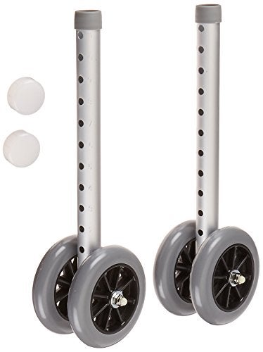 Days 44379 Double 5 Wide Wheels and Glide Cap for Bariatric Adjustable Walker Rollator Wheels for Elderly and Handicapped Heavy Duty and Smooth Glide Wheel Attachments for Bariatric Walkers - Image 2