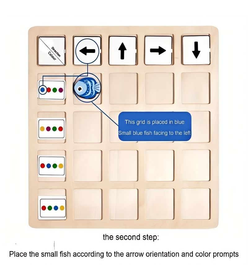 Little Fish Direction Game Wooden Toy Color Recognition Logic Training Gift - Image 5